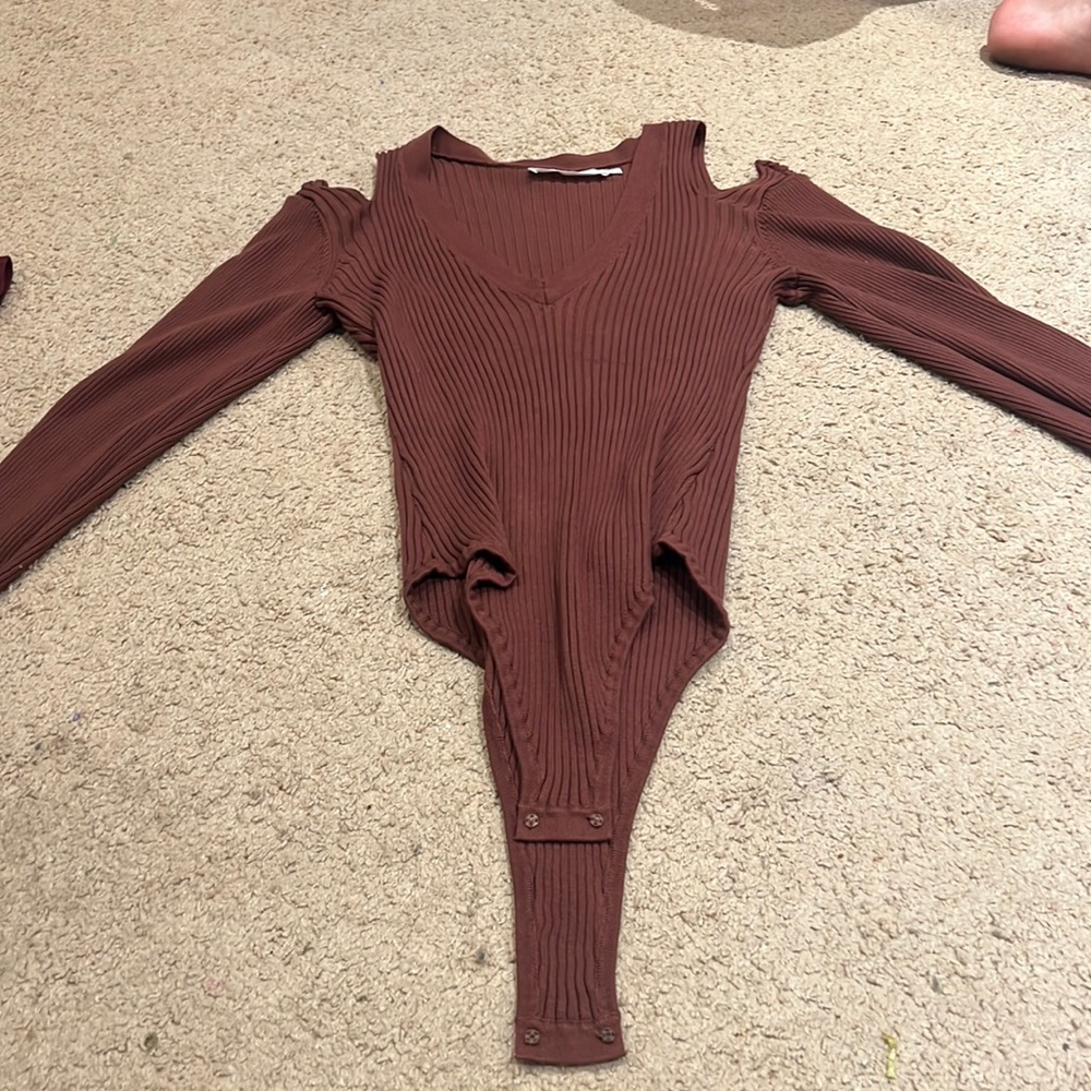 long sleeve brown bodysuit, XL